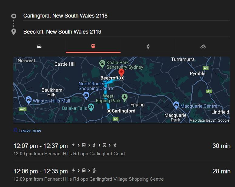 carlingford to beecroft