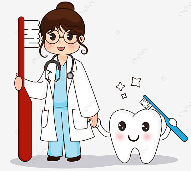 Cartoon of a Woman with brush & teeth